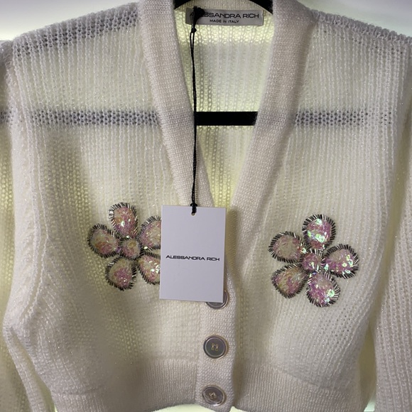 Alessandra Rich Embellished Cropped MohairCardigan - Picture 8 of 9